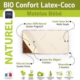 Matelas bébé bio 70x140 naturel